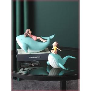 现代治愈系小物件幸福感创意鲸鱼女孩摆件房间书柜海豚家居装饰品