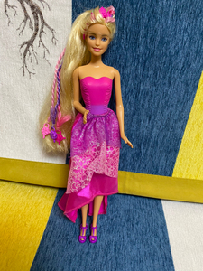 正版芭比娃娃barbie芭比之彩虹长发公主 女孩玩具生日礼物