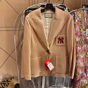 gucci×ny 联名合作款条纹羊毛西装外套倪妮祖儿同款