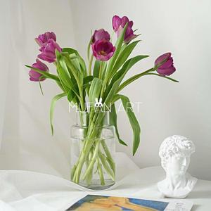 ins北欧极简透明玻璃花瓶收口水培花瓶花器家居鲜花插花花瓶摆件