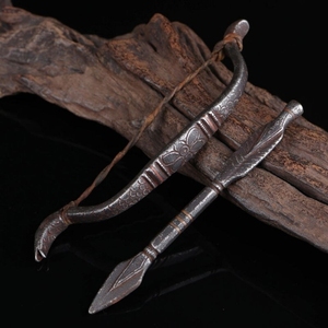 藏传手工嵌铜作明佛母寒铁弓箭法器摆件藏式天铁托甲工艺弓箭一套