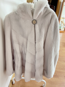 royal dame皇家贵夫人貂皮大衣皮草连帽 l码