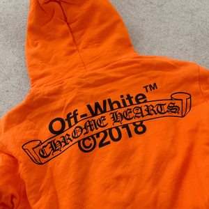 克罗心chrome hearts x ow联名橙色连帽衫卫衣