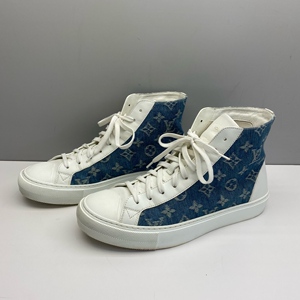 97新lv路易威登单宁牛仔帆布高帮平底鞋