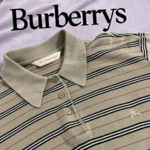 巴宝莉中古正品条纹短袖 胸前有马标 全棉面料 胸围84cm