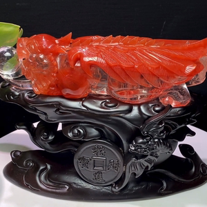 极品天然红兔毛红水晶貔貅摆件!晶体干净透彻,颜色红润,精工细