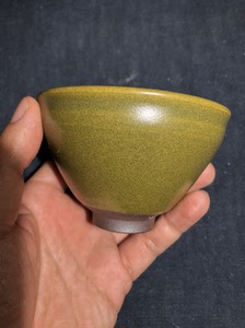 刘学明柴烧建盏茶抹束口盏主人杯 口径9.3×6.3 ,非常润