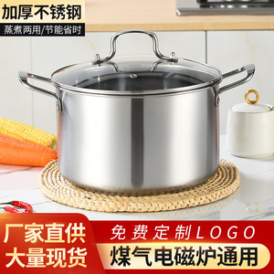 不锈钢汤锅欧式家用大容量加厚平底汤锅礼品电磁炉汤蒸锅