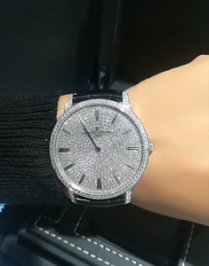 8新]江诗丹顿传承系列18k白金后镶钻满天星手动机械男表81180