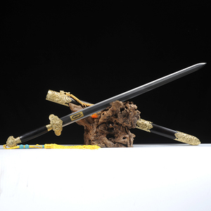 九龙至尊( 亮铜,八面) 省大师季劭聪 未开刃 花纹钢 真剑长剑