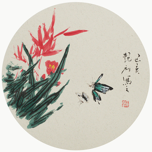 中美协王艳利《两只蝴蝶》名家手绘花鸟画国画装饰画客厅挂