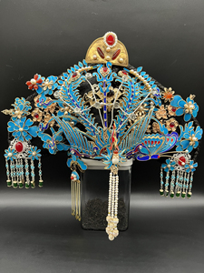 甄嬛传华妃旗头凤凰旗头,仿点翠旗头.仿点翠部分鹅毛铜胎掐丝作