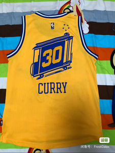 阿迪达斯curry库里球衣金州勇士黄色复古电车m码黄金码 吊