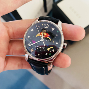 gucci/古驰月相星空黑色时尚女士石英表腕表手表 36mm