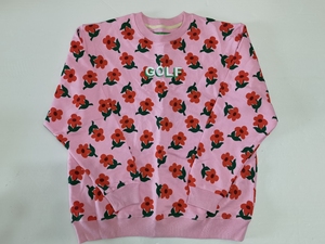 golf wang 粉色满印小花宽松圆领套头长袖卫衣ins超