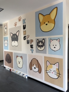 北京天津河北石家庄宠物店猫舍狗舍墙绘涂鸦彩绘手绘墙壁画