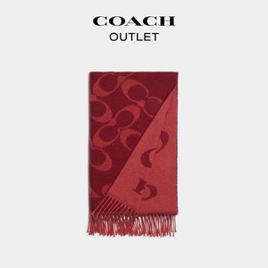 COACH/蔻驰羊绒和羊毛混纺双面围巾，全新，正红色，33*