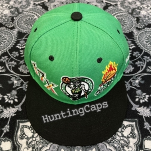 平沿撞色篮球帽波士顿凯尔特人队hat可调节平檐帽子百搭遮阳篮