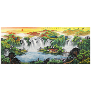 纯手绘山水国画2米4巨幅 陈建国《源远流长》客厅挂画拍卖6597