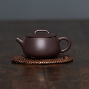 宽口石瓢壶匠人李国强手工制百目紫泥200cc9孔出水紫砂壶茶具