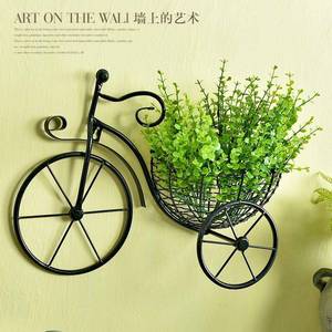 创意自行车欧式铁艺壁饰壁挂花架花篮客厅阳台墙上悬挂花篮装饰品