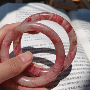 樱花雨 圆条 手镯 高货 满红 蔷薇辉 巴西 南非 蔷薇石