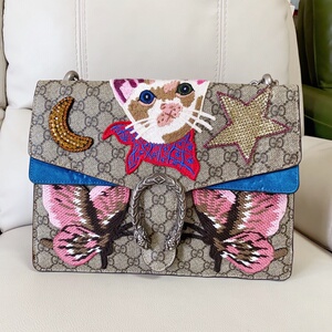 古驰gucci 酒神限量款 刺绣花卉猫咪酒神包 杨幂同款
