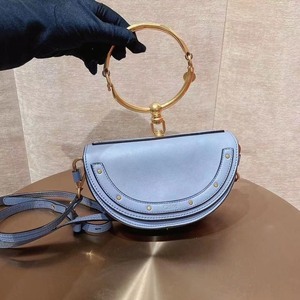 蔻依chloe手镯圆环半月包 雾霾蓝金扣 配件:防尘袋 肩带