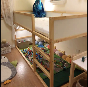 宜家库拉床架儿童两用床上下铺床高低90*200. 8成新 送