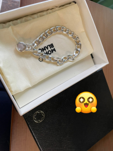 万宝龙银手链 贝母星星锁 montblanc