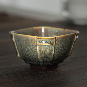 新品特惠原矿四方樽紫砂段泥200cc天目盏手工建盏茶盏主人杯茶具