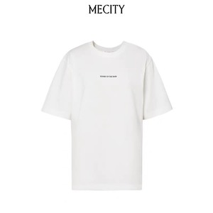 MECITY女士夏季新款立体胶印字母宽松休闲短袖T恤女，白色