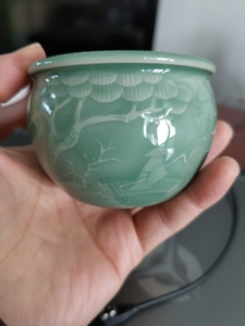 (退坑回血出,询价有福利)龙泉青瓷,吴勇手作,梅子青山水人物