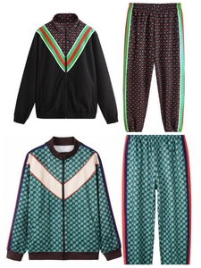 古驰gucci复古绿色gg提花棉质套装休闲情侣装男女同款