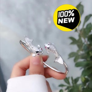 00chaoqun1818淘宝梦祥银正品 儿童手镯 宝宝串珠对嘴鱼纯银手镯