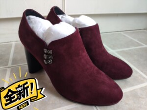 全新le perfel丽柏斐儿酒红色绒面羊皮女鞋,34码,跟