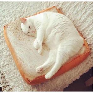 创意仿真吐司面包切片坐垫猫咪专用宠物垫子毛绒玩具抱枕