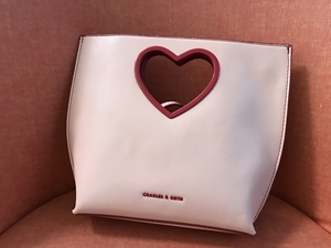 小ck c&k情人节礼物限定粉色心形包镂空爱心手柄包女手提包