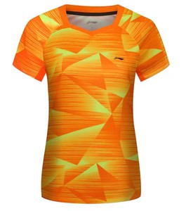 李宁羽毛球比赛上衣 男款短袖M码，透气速干面料，荧光耀橙色。