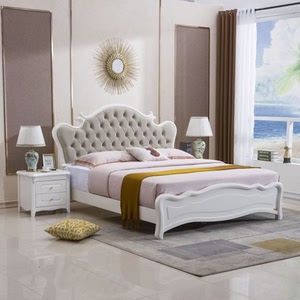 舒康美实木静音床现代简约双人床白色主卧鱼尾雕刻婚床全新正品