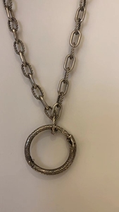 古奇gucci 衔尾蛇吊坠项链 圈环 纯银做旧效果 情侣款