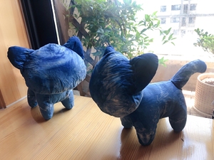 手工植染扎染动物猫咪玩偶布艺蓝染摆件