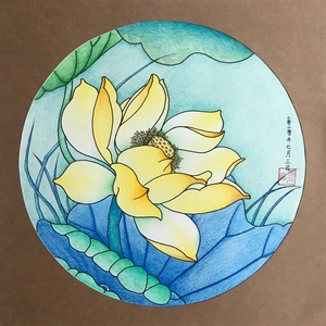 400人付款淘宝彩铅画 风景 装饰画 送礼 花卉景物 荷花tb0728858