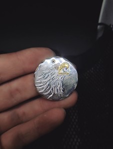 印第安银饼吊坠男项链挂坠999纯银手工定制足银牌实心饰品礼物