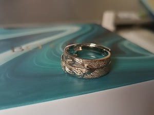 铂宫925银戒指情侣纯银一对开口男女戒子韩版学生潮人刻字饰品伴粟