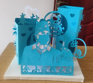 抗击疫情纸的立体构成医生护士剪纸折纸教师技能大赛艺立体场景观