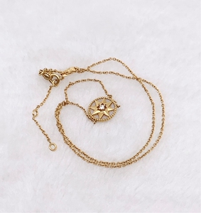 95新 dior迪奥幸运罗盘双面八芒星/镶嵌白贝母项链 配