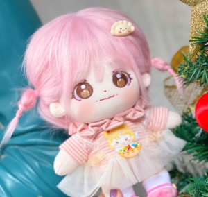 『易烊千玺』20厘米棉花娃娃易烊千玺属性粉色炸毛裸娃 含出生