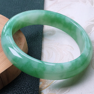 5mm】天然翡翠a货正品老坑芙蓉种飘花正装玉手镯62.08g