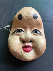 日本中古纸胎阿多福面具 昭和玩具可佩戴 背后有作者款![牛]